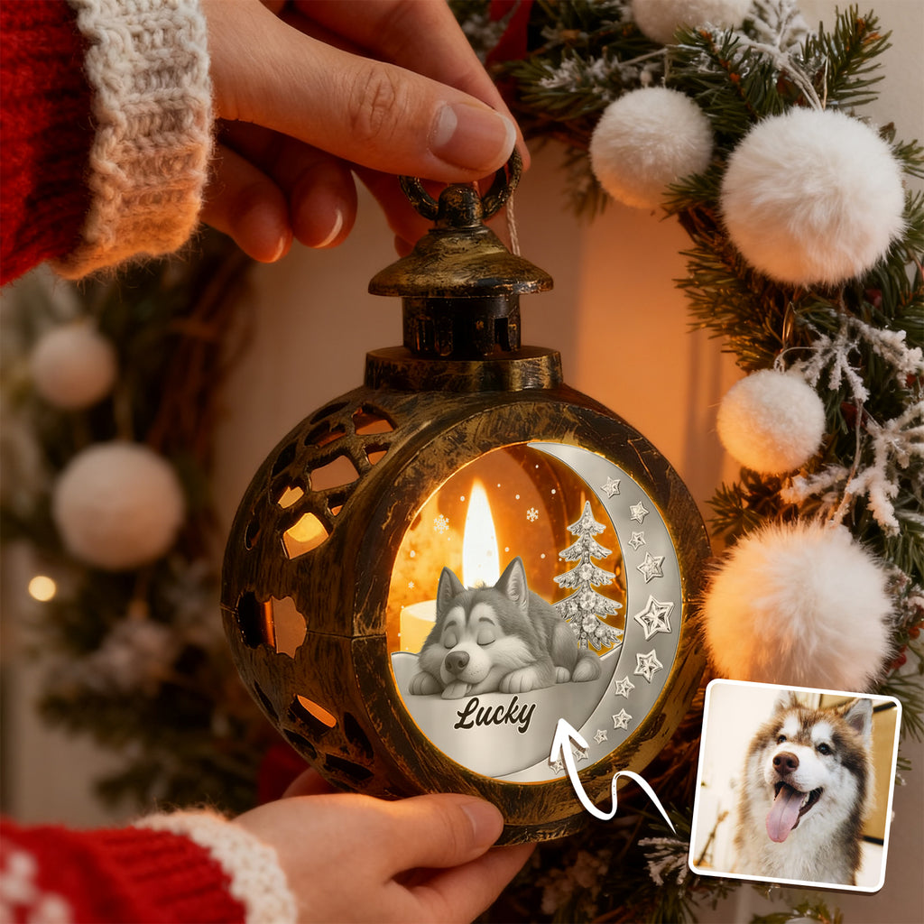 Custom 1 Pet Photo into Cartoon Style Ornament – Personalized Pet Name Christmas Gift for Pet Lovers