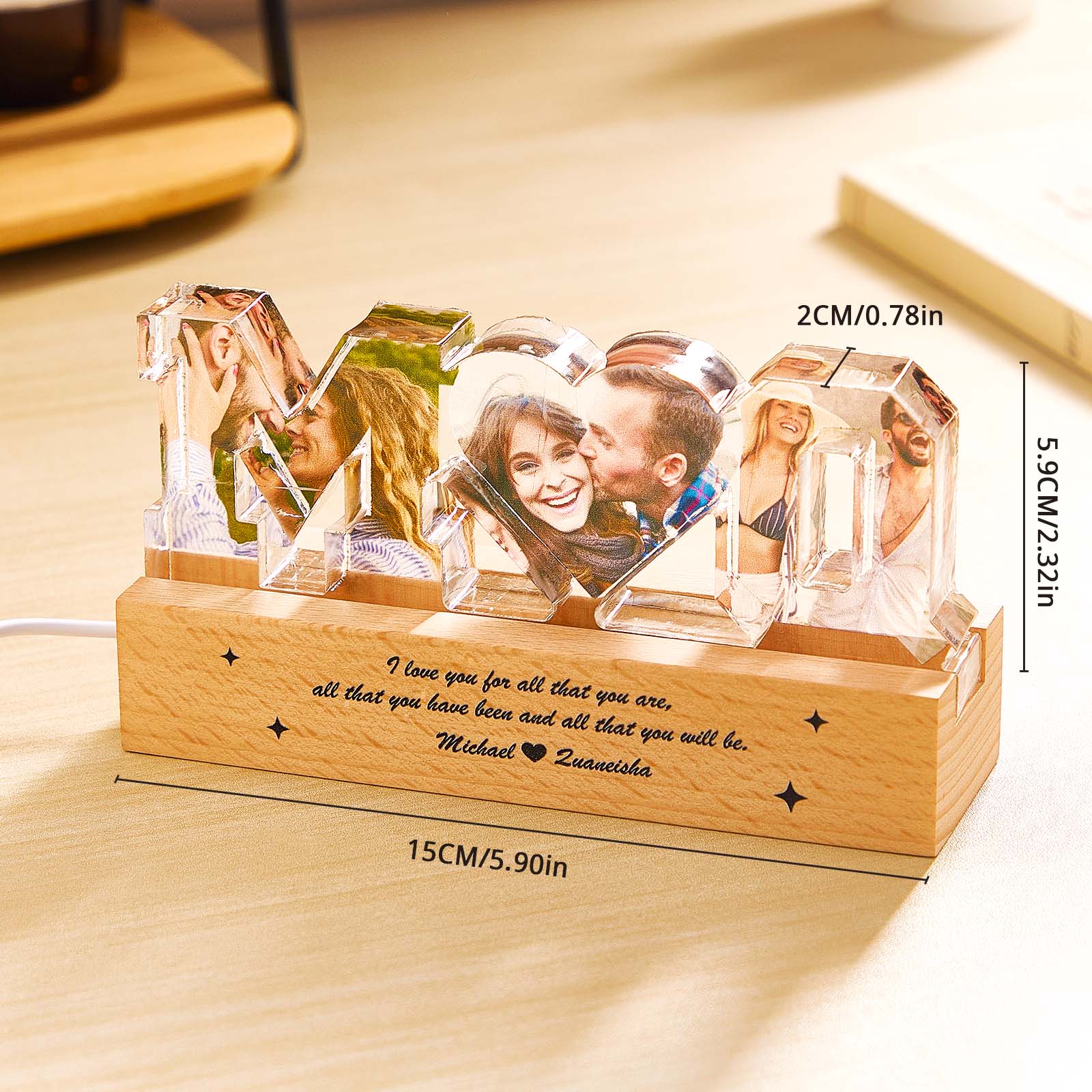 Couple Photo Collage Night Light