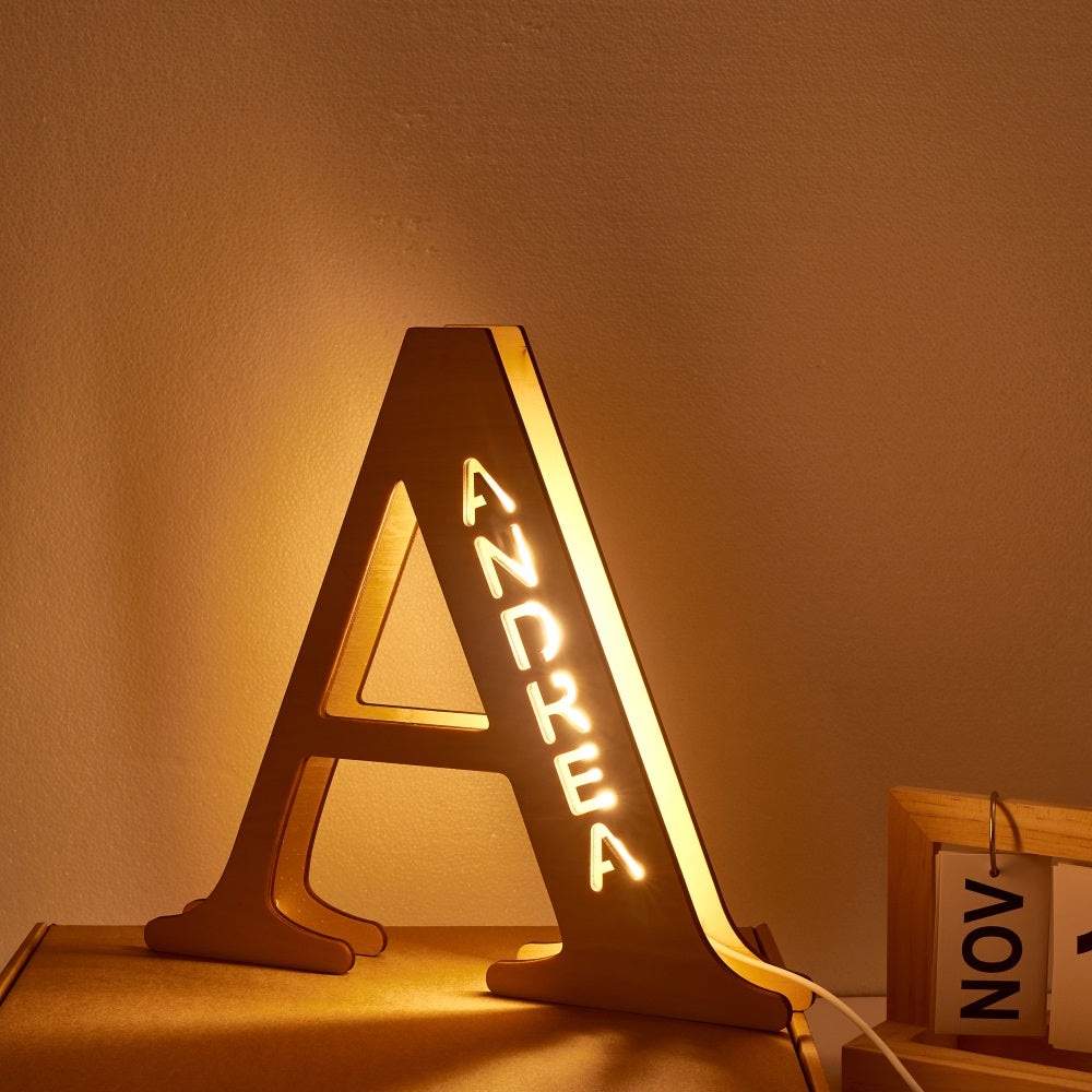 Wooden Name Letter Night Light (28cm)