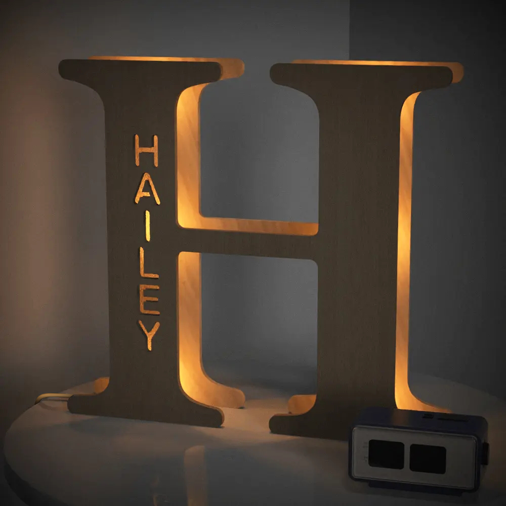 Wooden Alphabet Letter Night Lamp (19cm)
