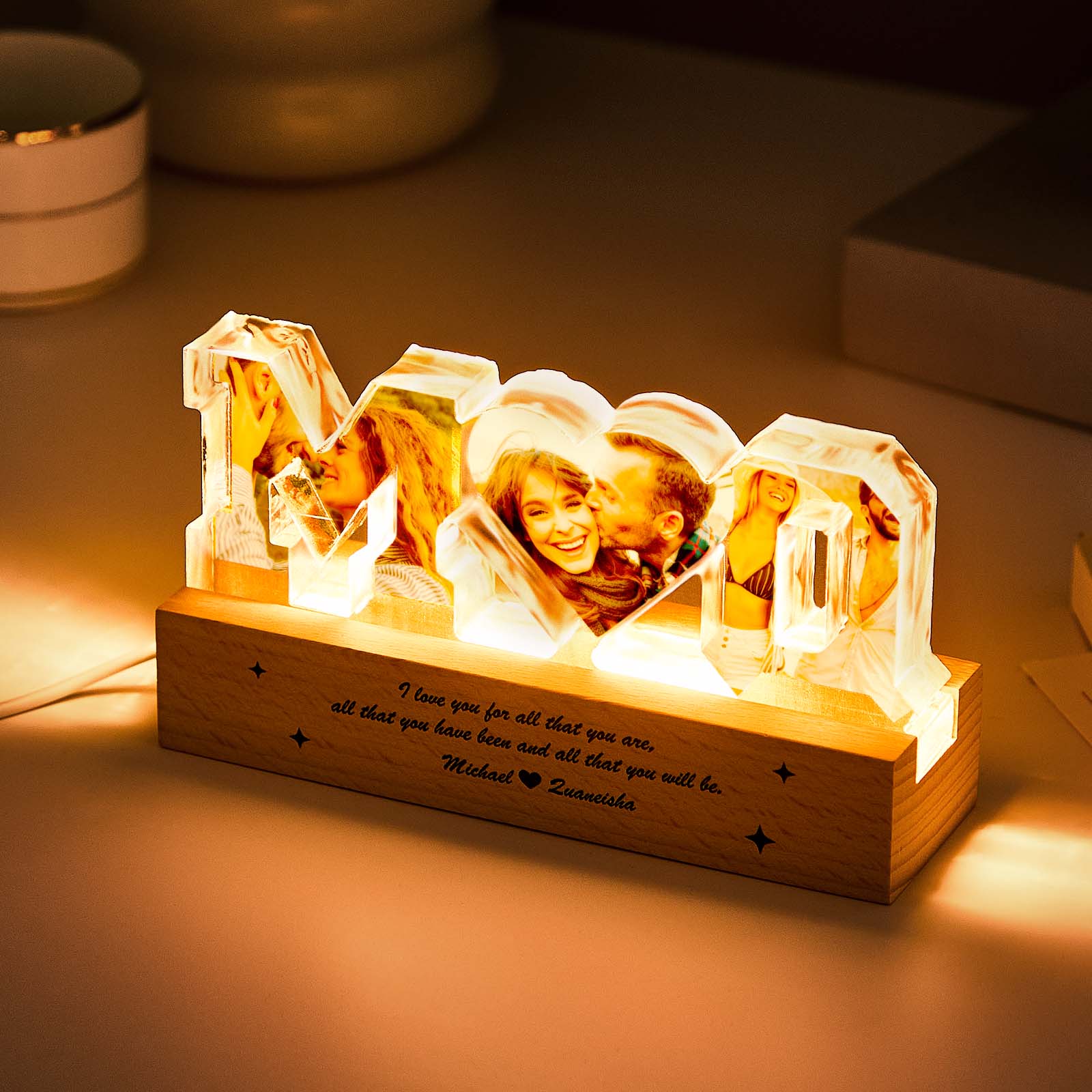 Couple Photo Collage Night Light