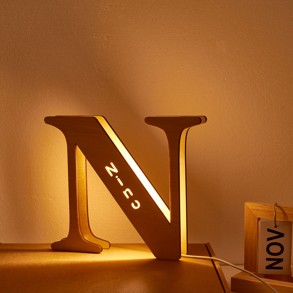 Wooden Alphabet Letter Night Lamp (19cm)