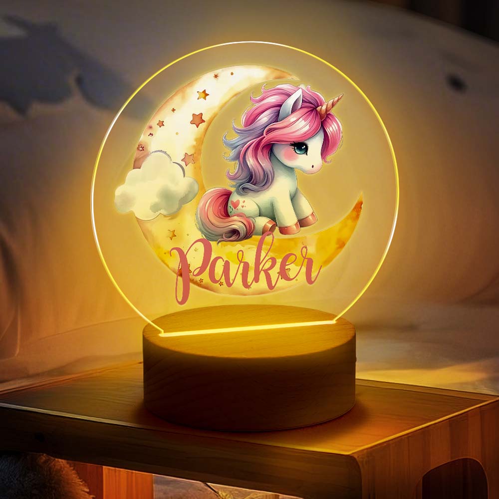 Unicorn Moon LED Night Light (Name Custom)
