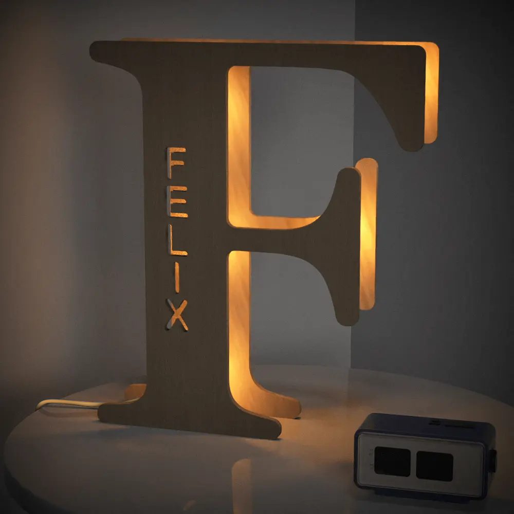 Wooden Alphabet Letter Night Lamp (19cm)