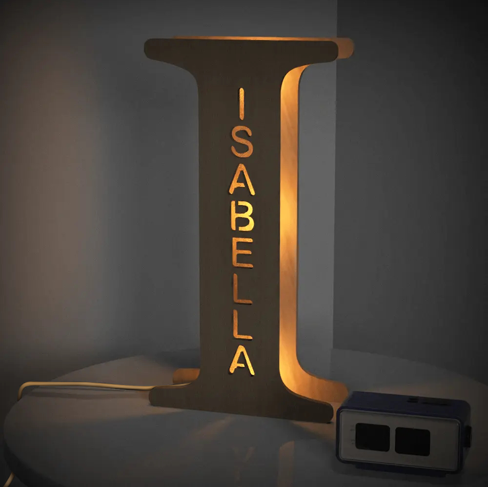 Wooden Alphabet Letter Night Lamp (19cm)