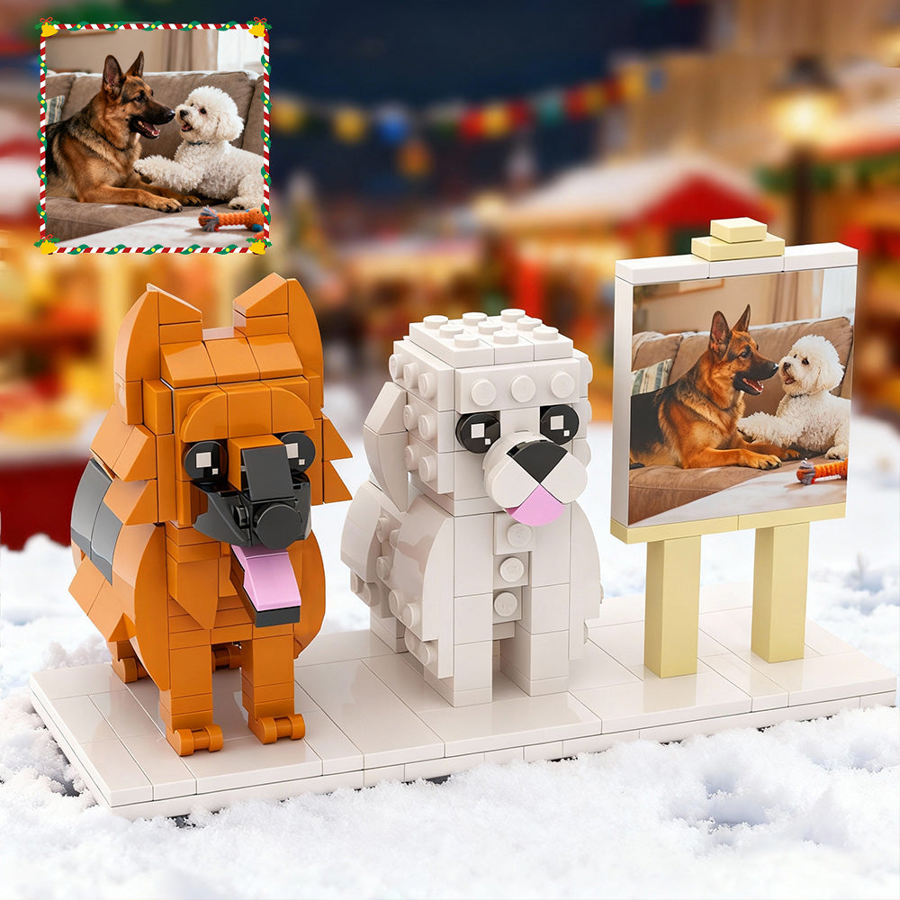 Custom Full-Body Cute Brick Figures of 2 Dogs with Frame Personalized  With Photo-  Gift for Pet Lovers