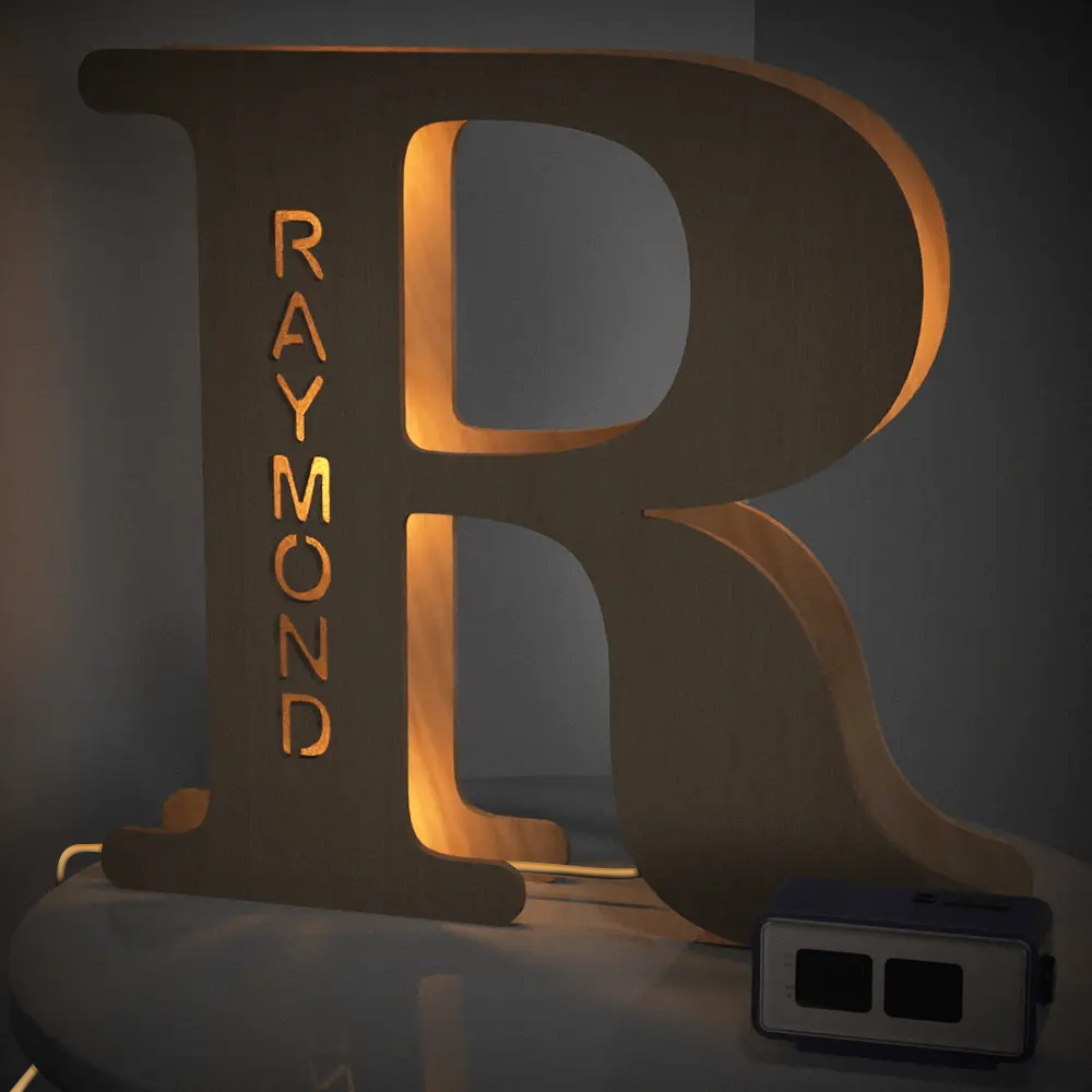 Wooden Alphabet Letter Night Lamp (19cm)