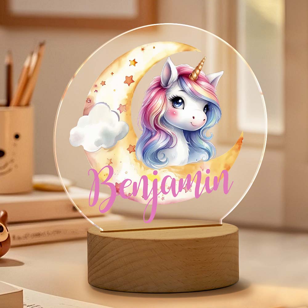 Unicorn Moon LED Night Light (Name Custom)