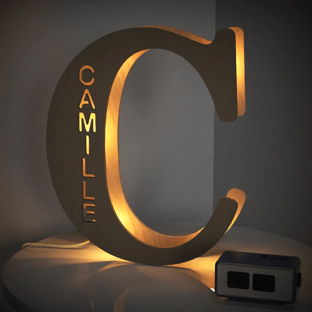 Wooden Alphabet Letter Night Lamp (19cm)