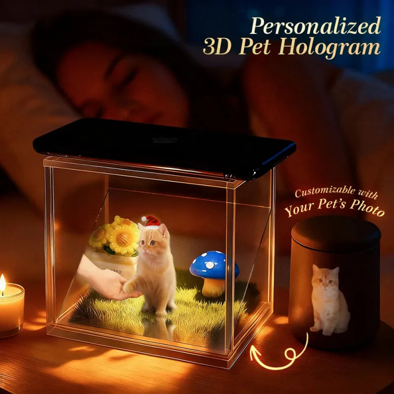 Custom Pet Memorial Date Holographic Display