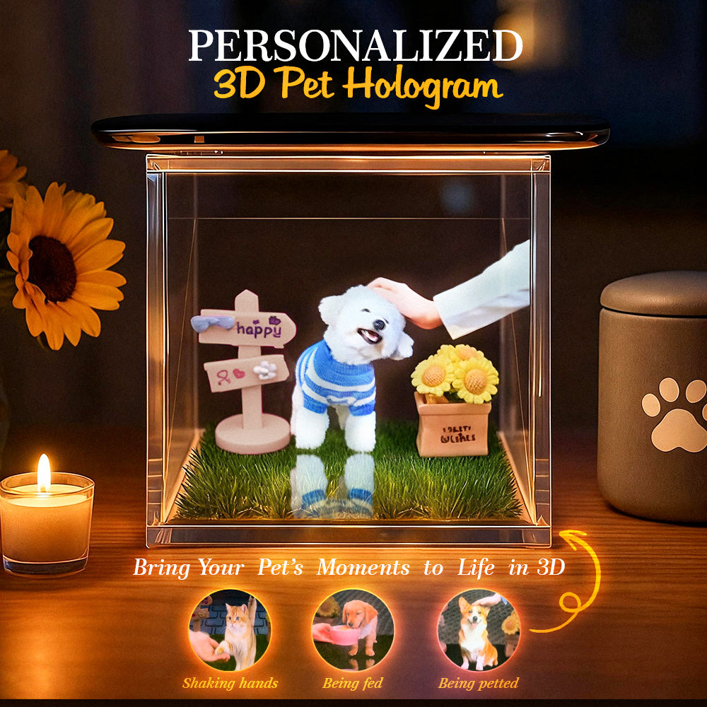 Custom Pet Memorial Date Holographic Display