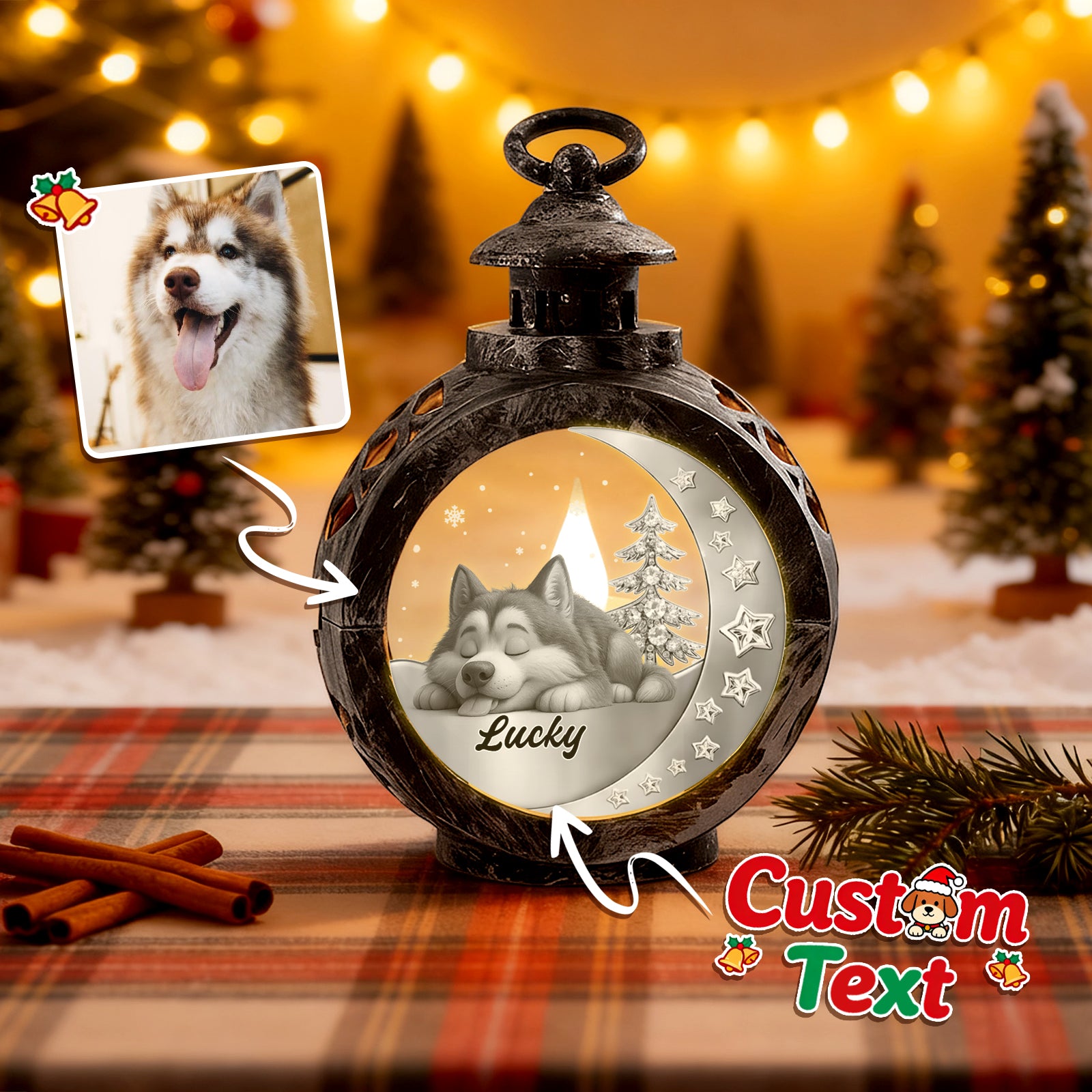 Custom 1 Pet Photo into Cartoon Style Ornament – Personalized Pet Name Christmas Gift for Pet Lovers