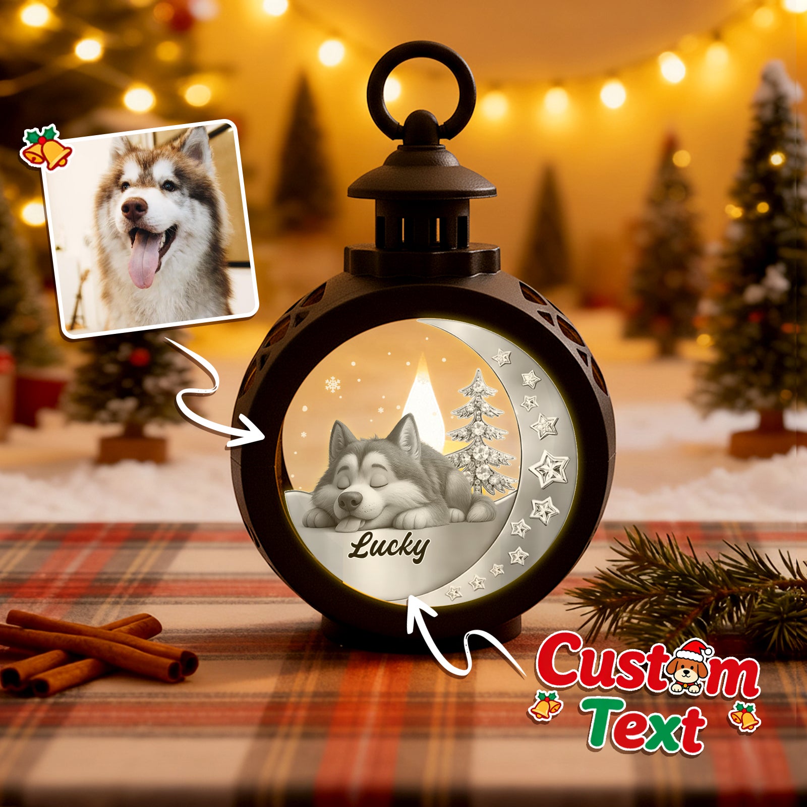 Custom 1 Pet Photo into Cartoon Style Ornament – Personalized Pet Name Christmas Gift for Pet Lovers