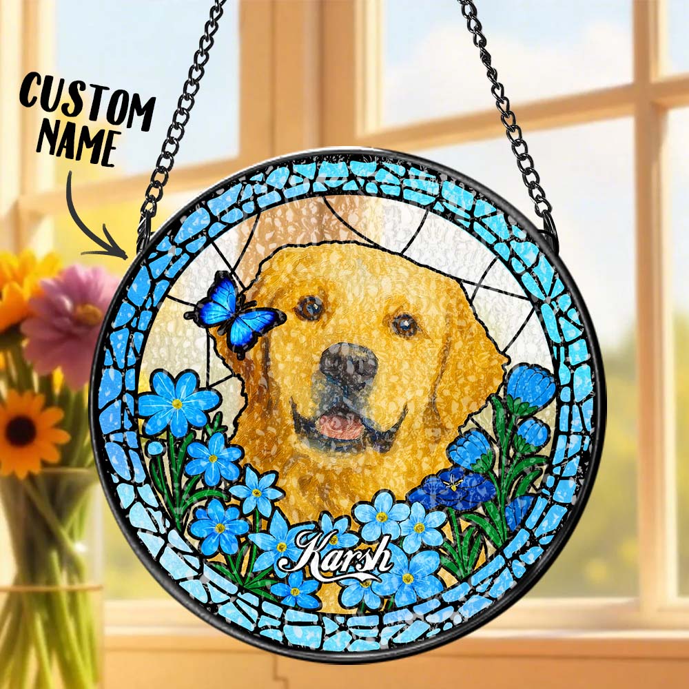 Custom Pet Portrait Stained Glass Suncatcher