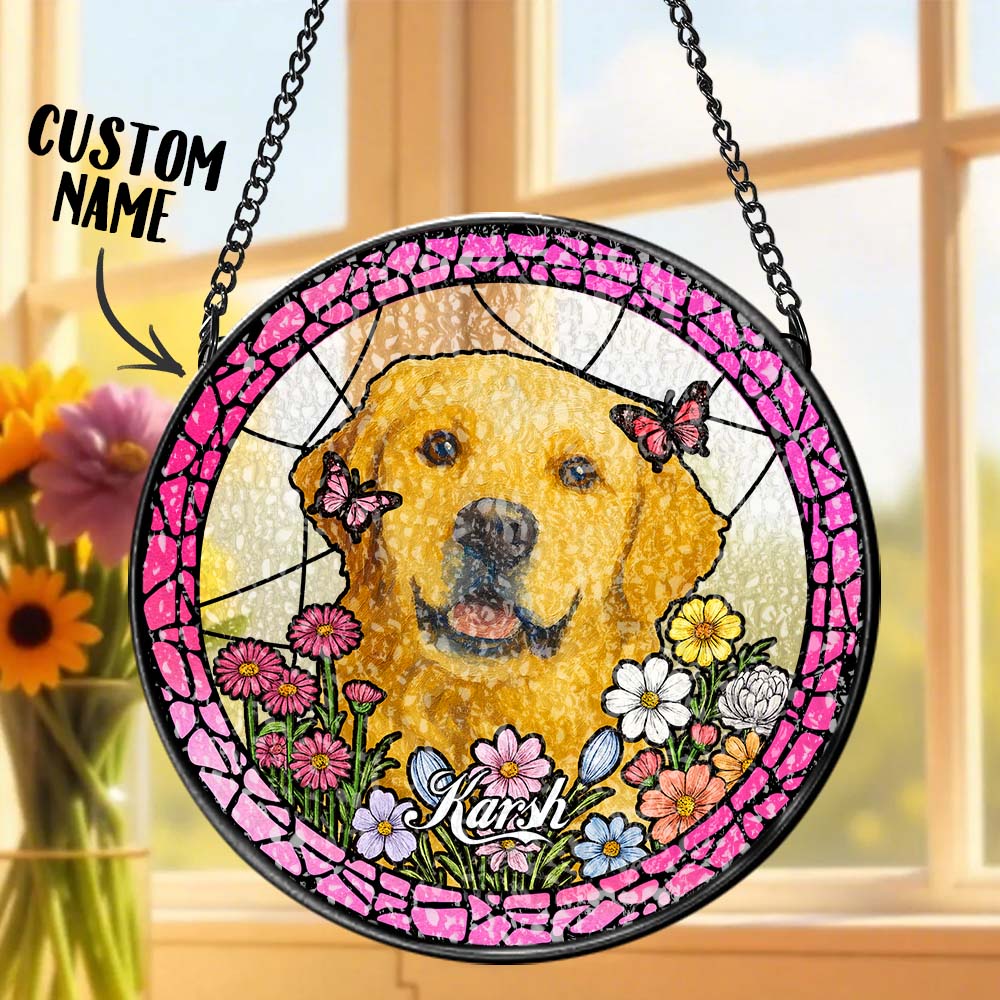 Custom Pet Portrait Stained Glass Suncatcher