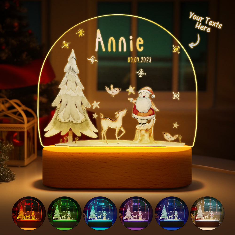 Christmas Tree & Elk Personalized Night Light