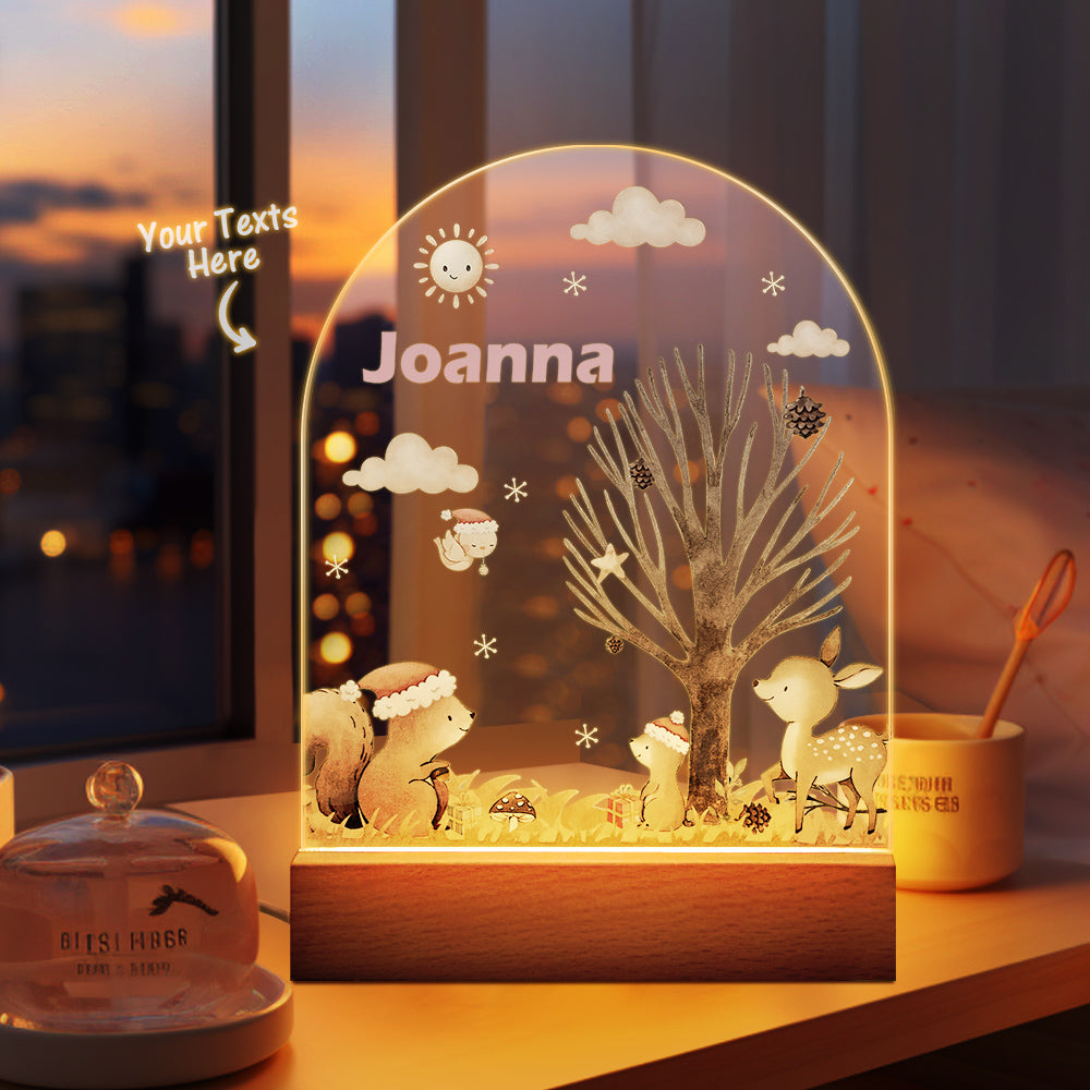 Christmas Tree & Elk Personalized Night Light