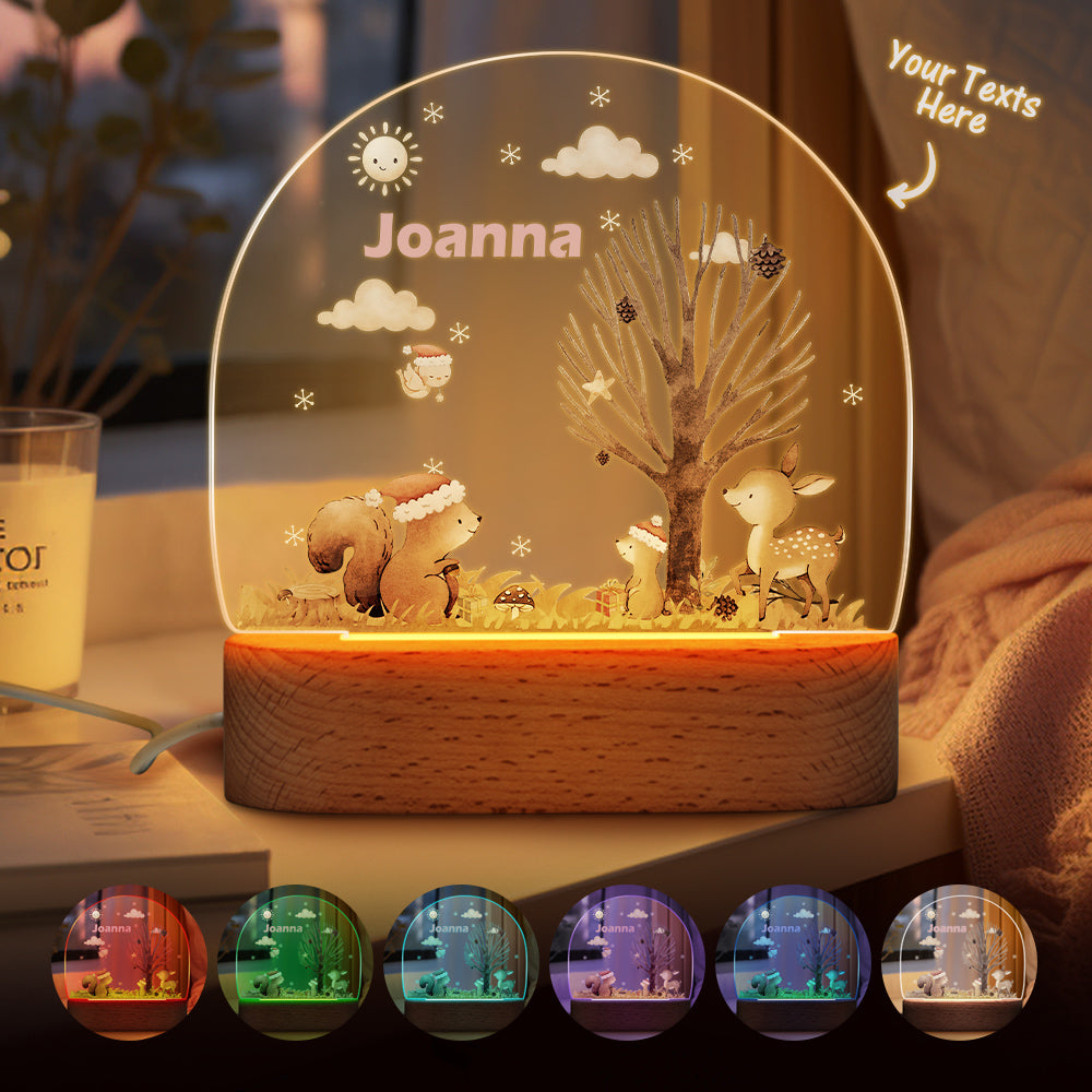 Christmas Tree & Elk Personalized Night Light