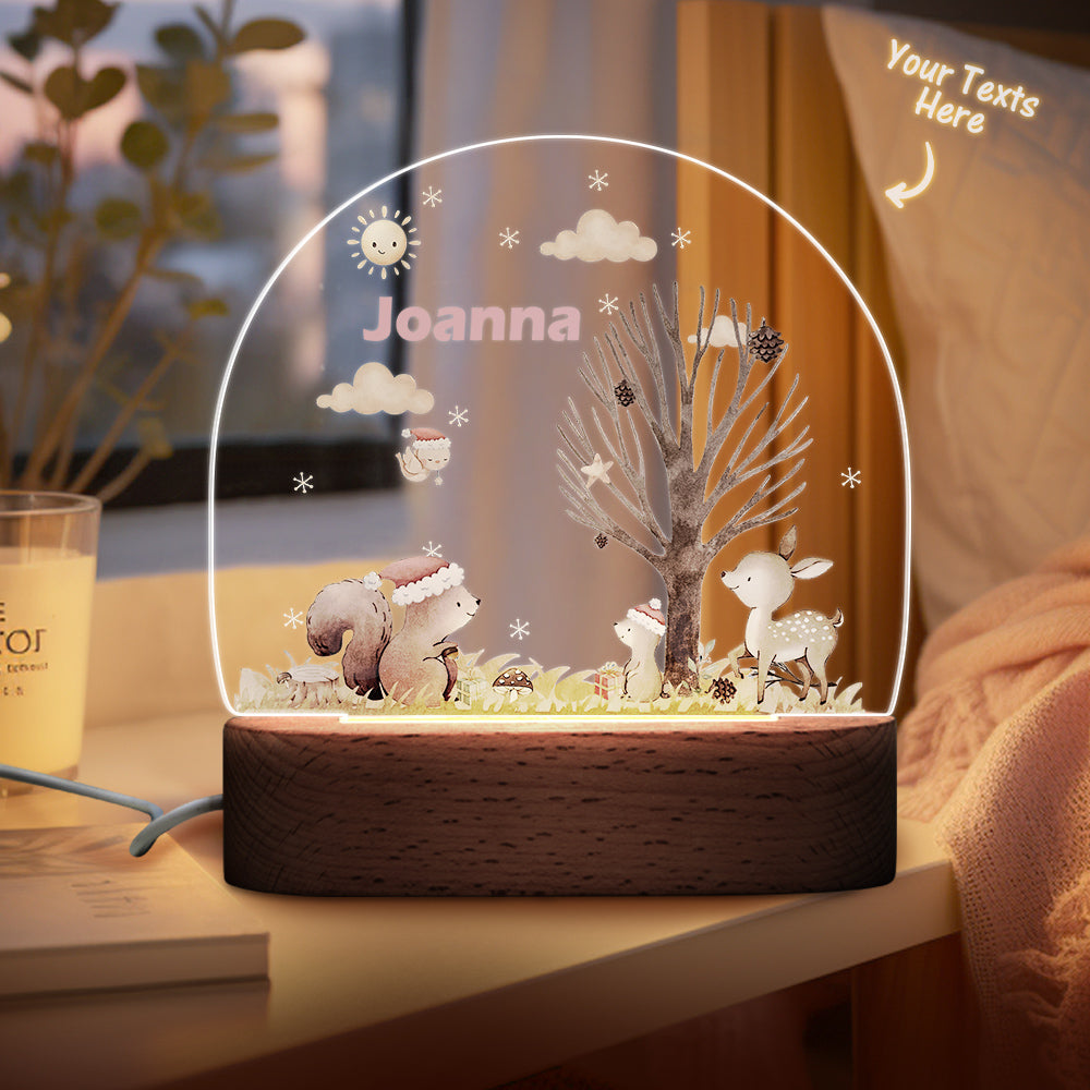 Christmas Tree & Elk Personalized Night Light