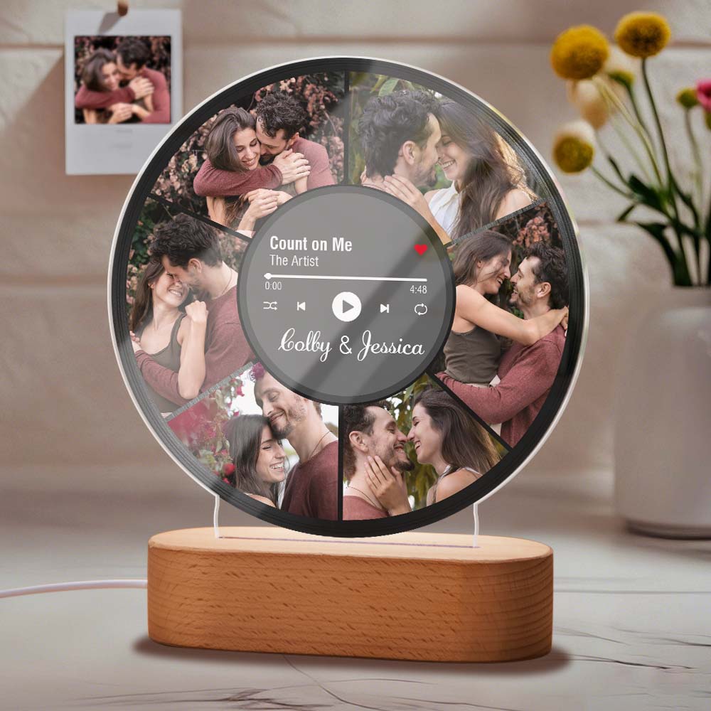 Personalized Photo "Record" Night Light - Photo Collage LED Lamp