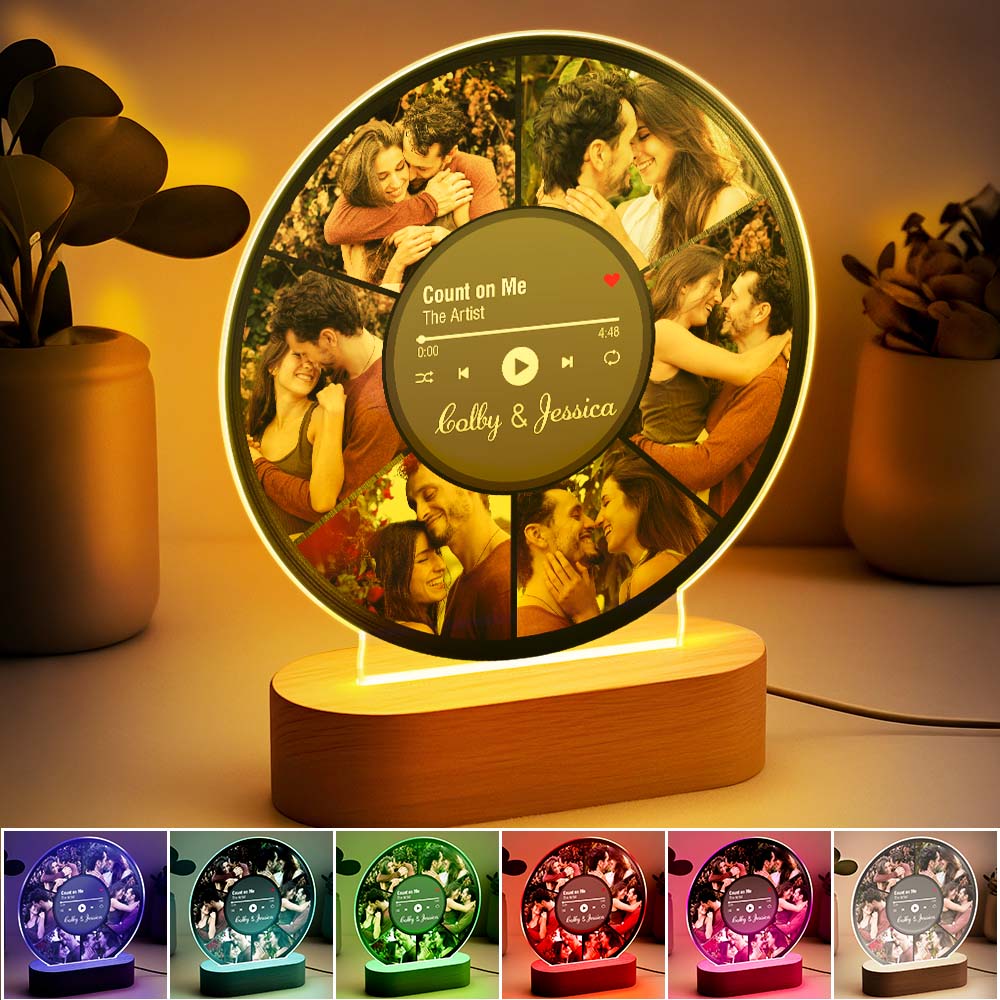 Personalized Photo "Record" Night Light - Photo Collage LED Lamp