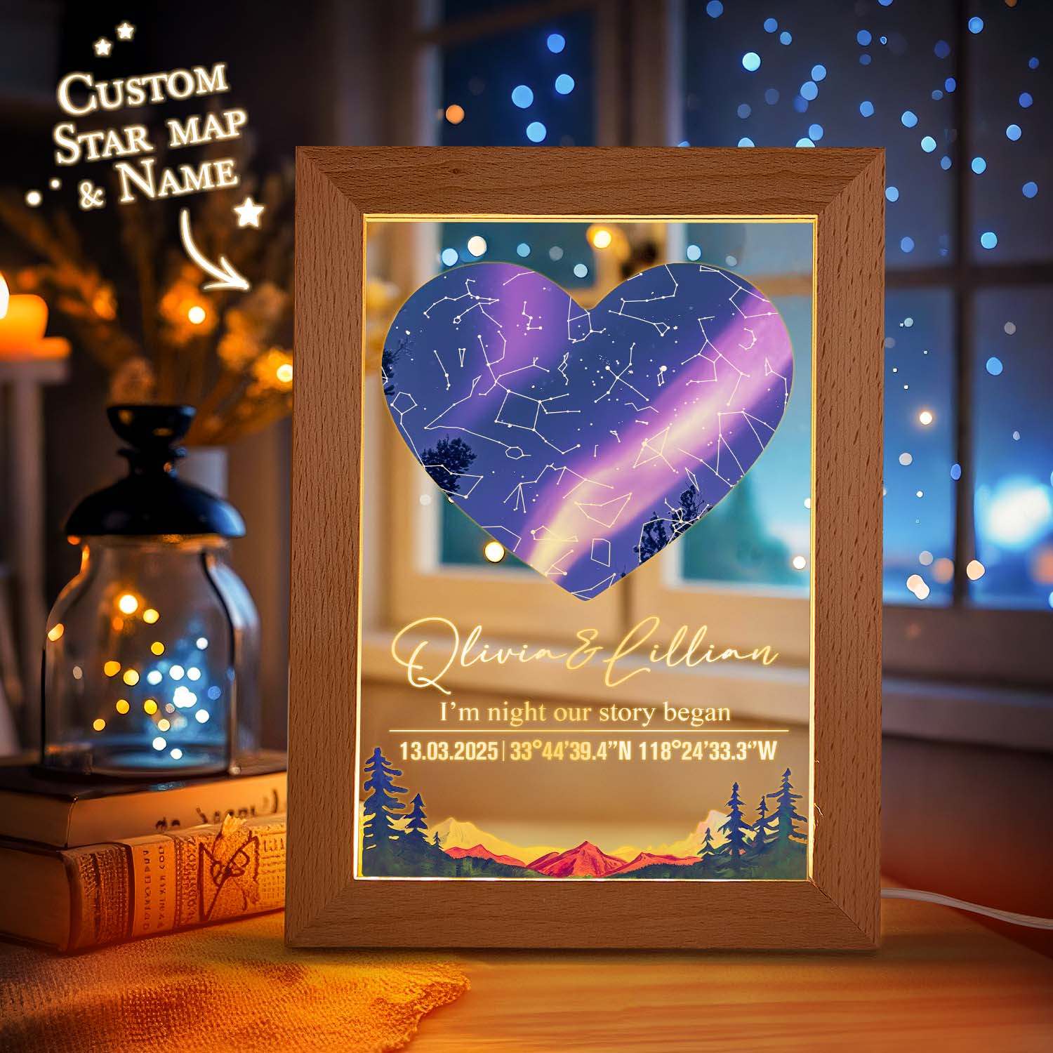 Star Map Acrylic Night Light (Date Custom)