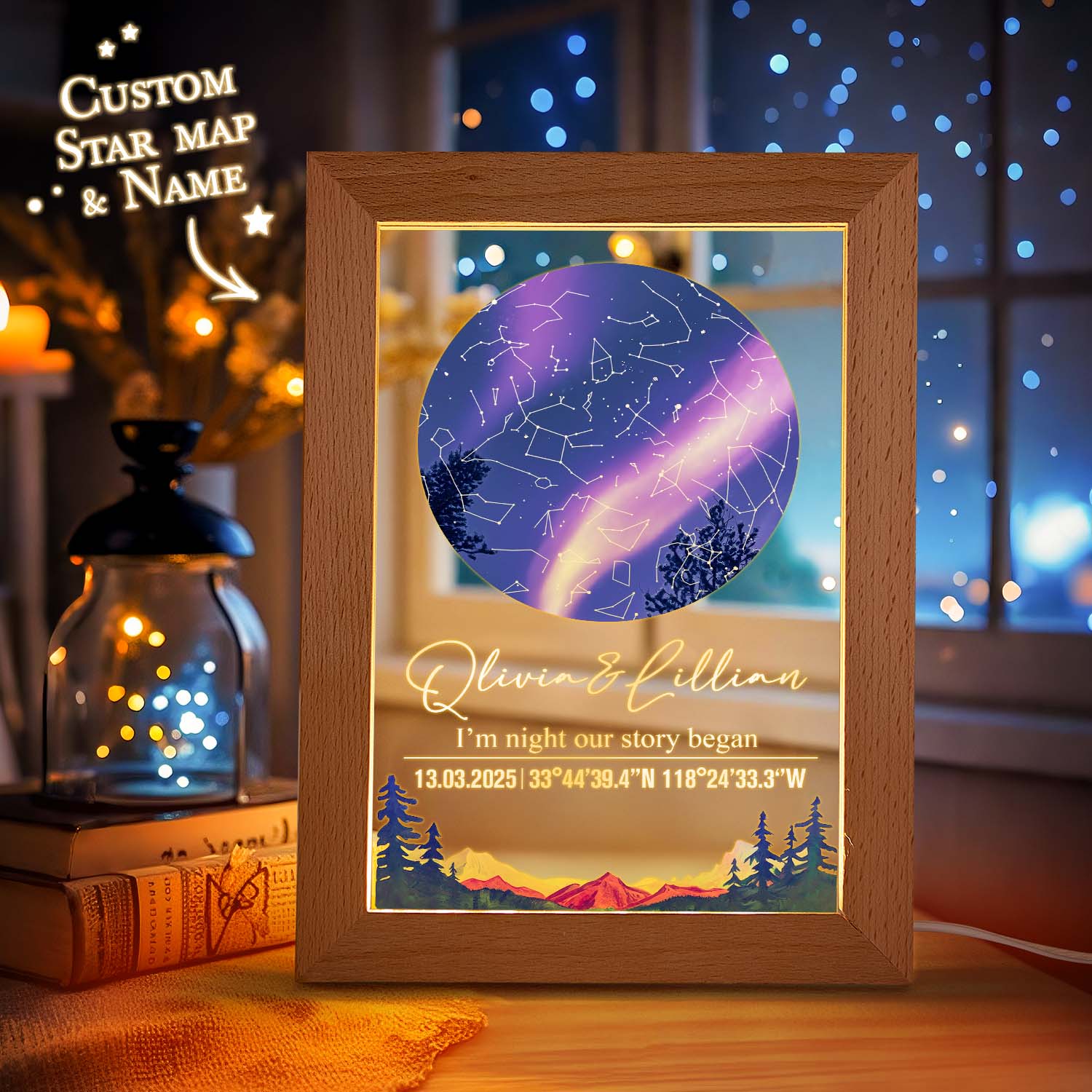 Star Map Acrylic Night Light (Date Custom)