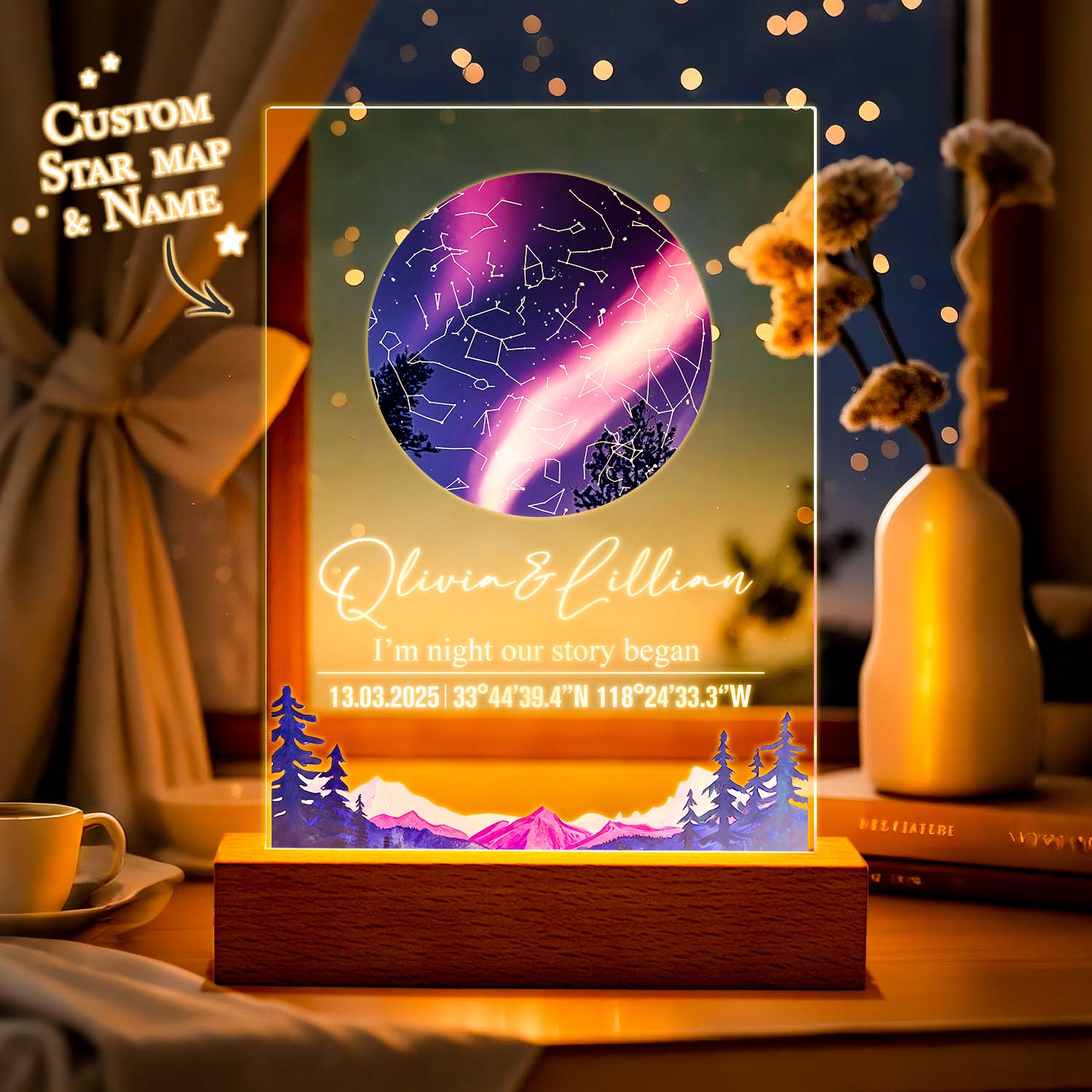 Star Map Acrylic Night Light (Date Custom)