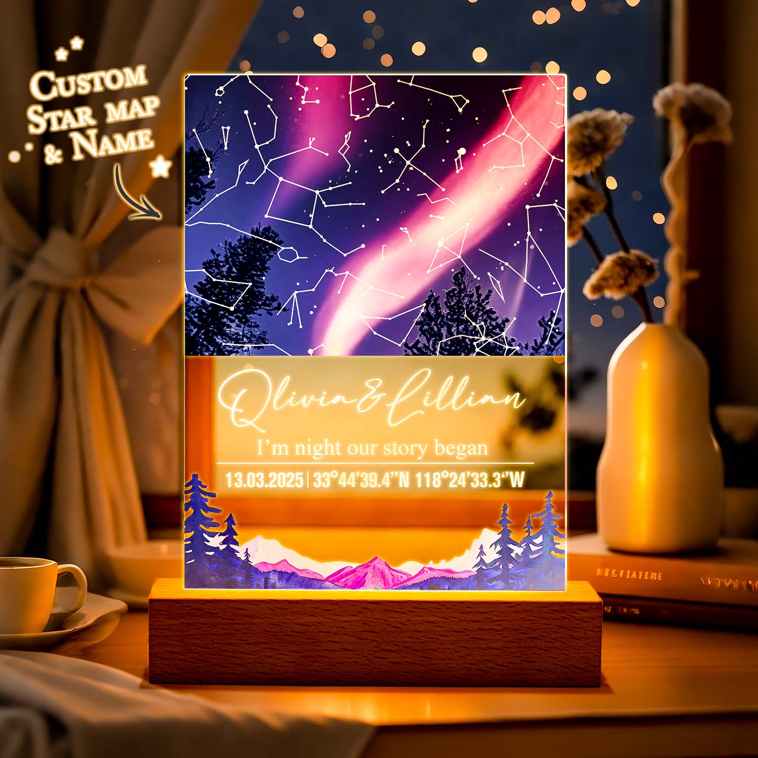 Star Map Acrylic Night Light (Date Custom)