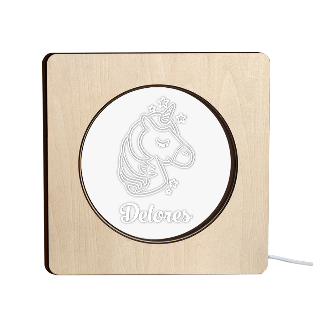 Unicorn Photo Wooden Night Lamp