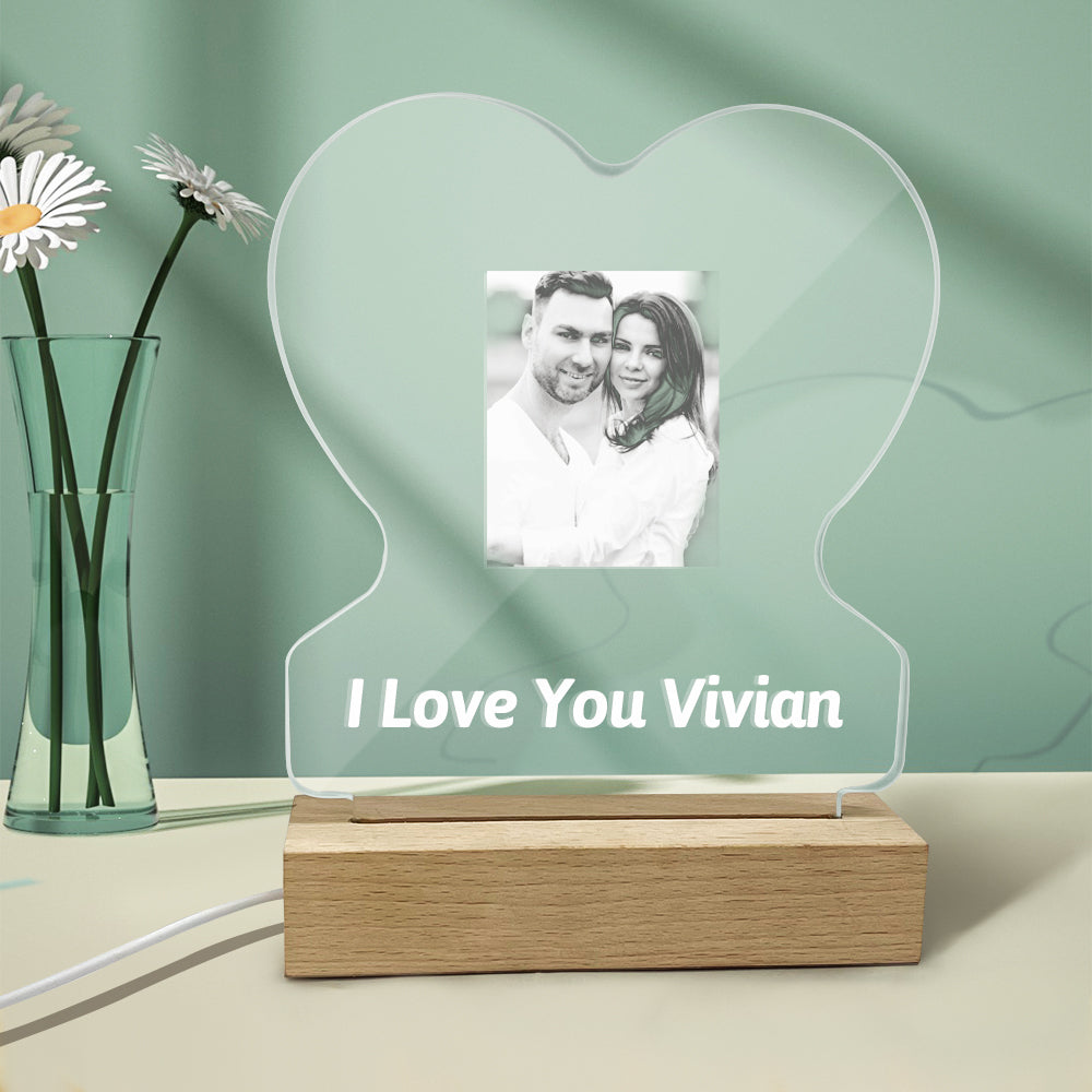 Heart Glass Photo Night Light (Couples)