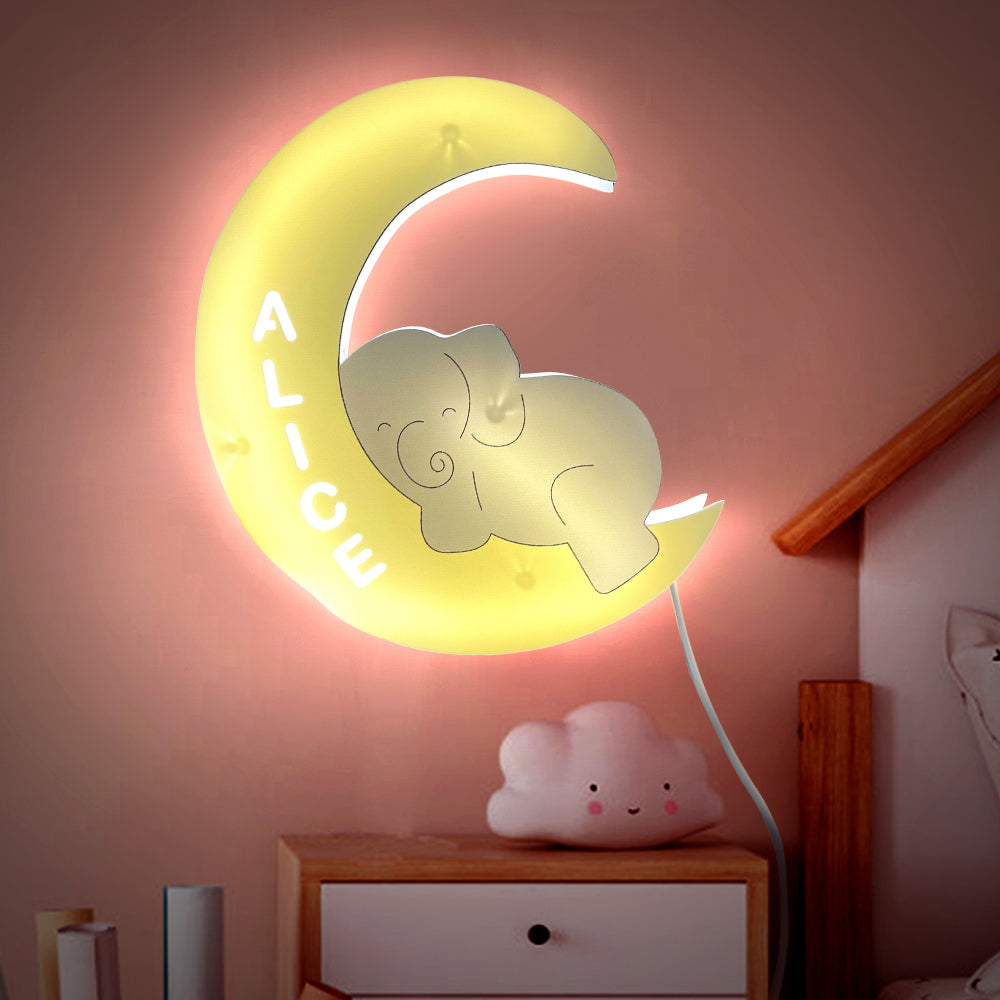 Baby Elephant Name Wall Light