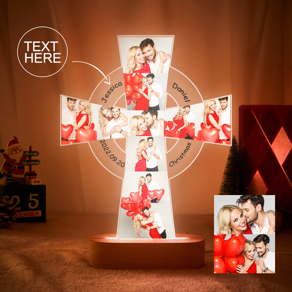 Photo Engraved Cross Night Light