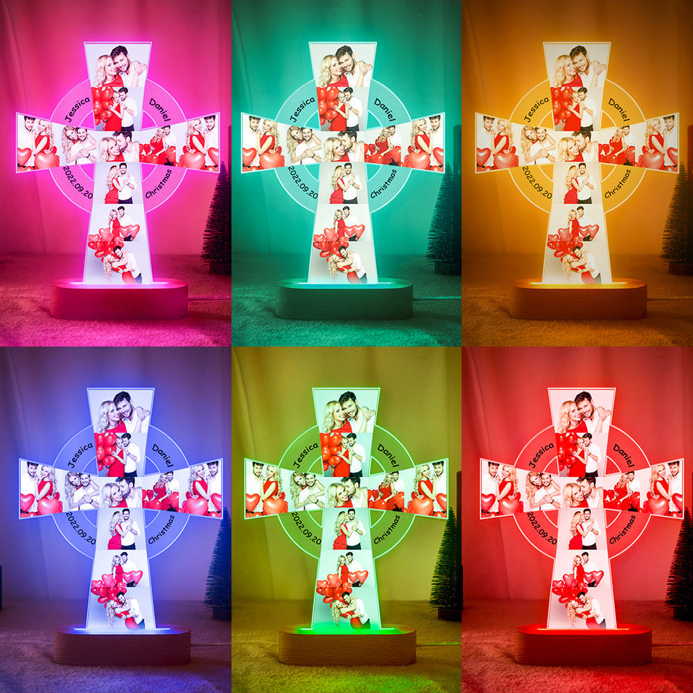 Photo Engraved Cross Night Light