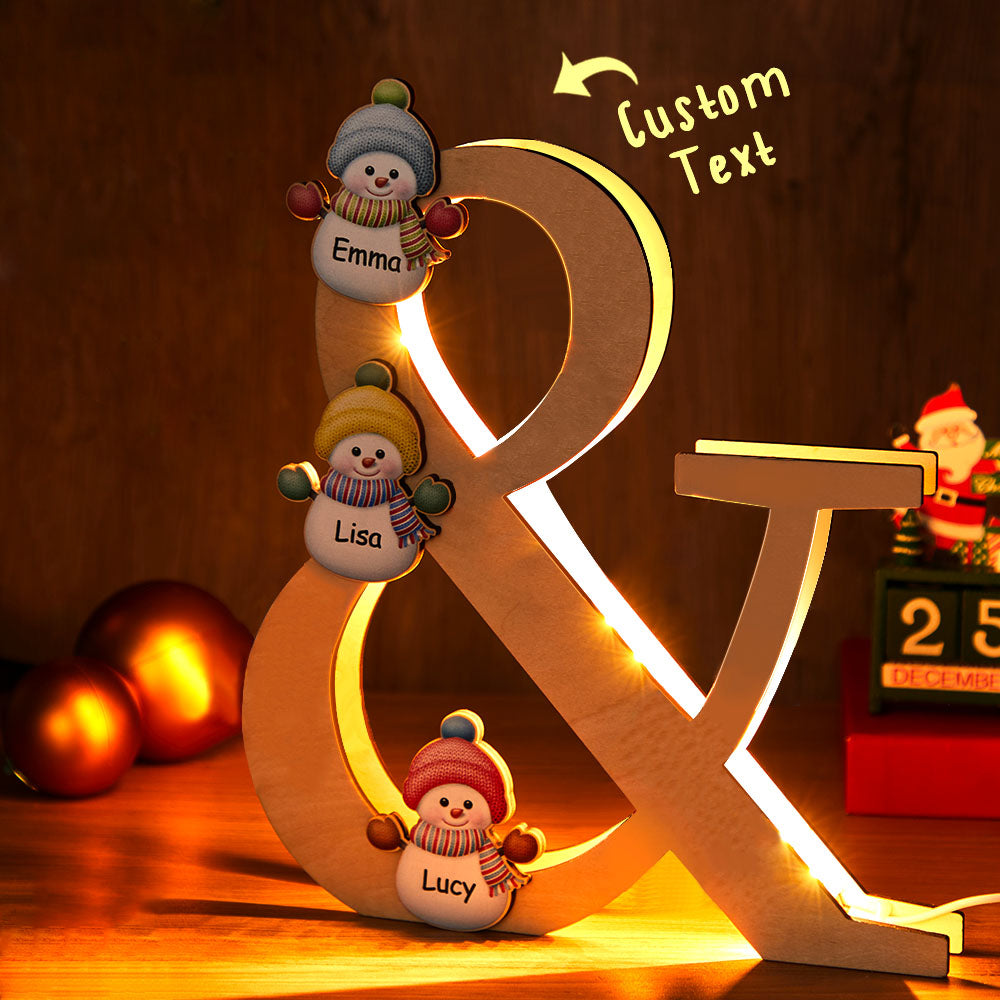 Snowman Family Name Night Light