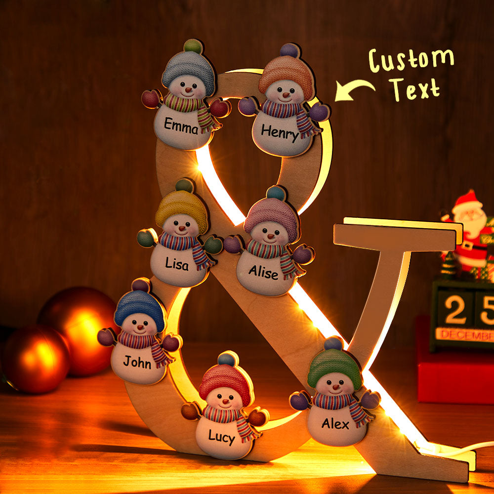 Snowman Family Name Night Light