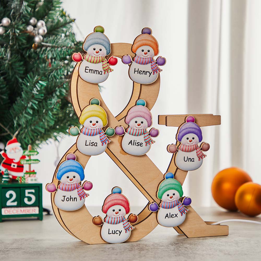 Snowman Family Name Night Light
