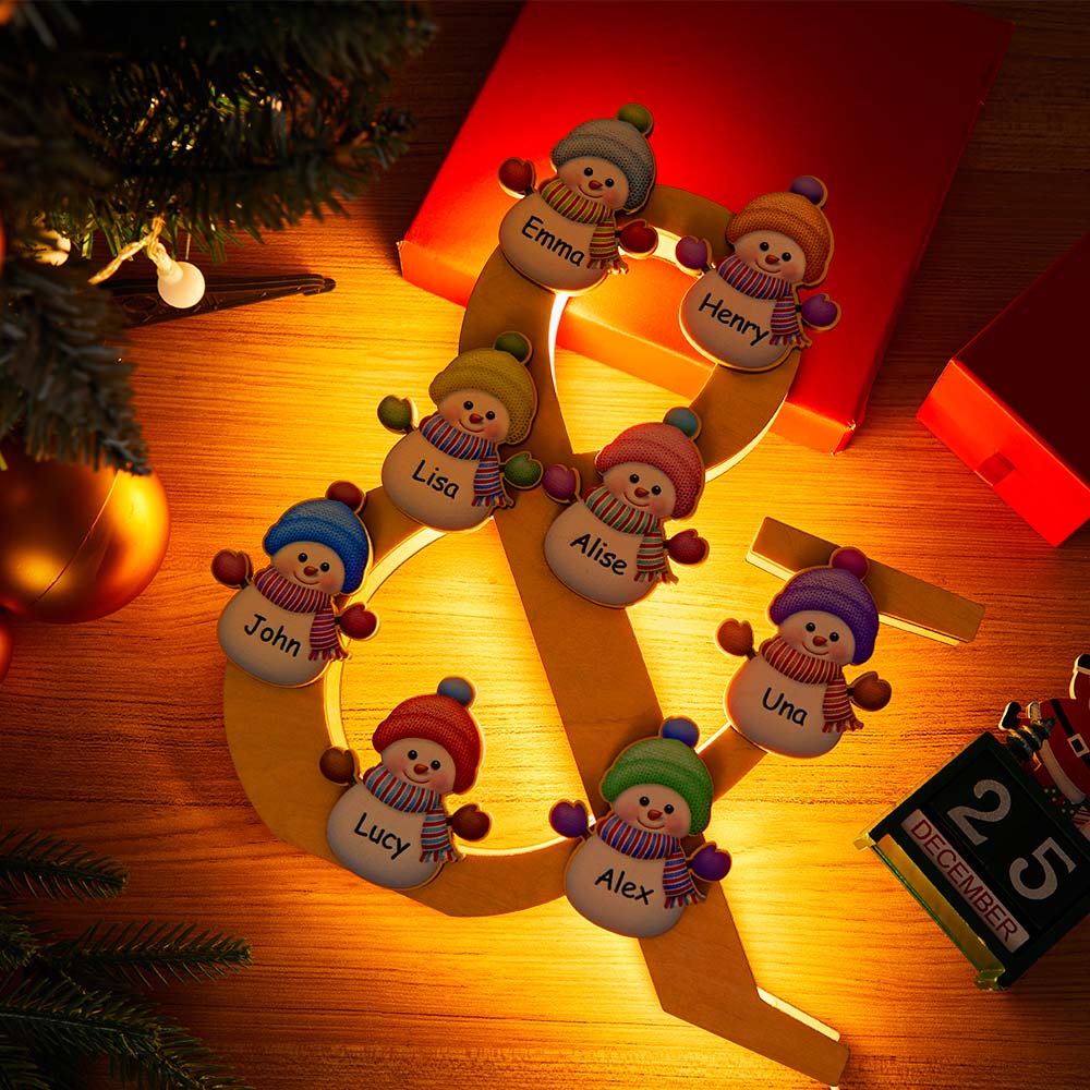 Snowman Family Name Night Light