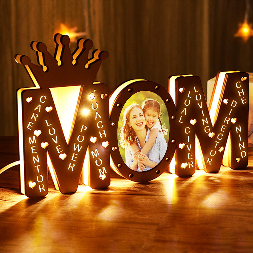Mom Photo Wood LED Night Light