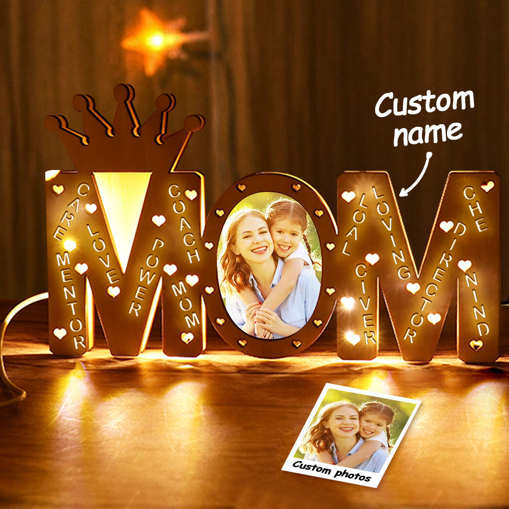 Mom Photo Wood LED Night Light