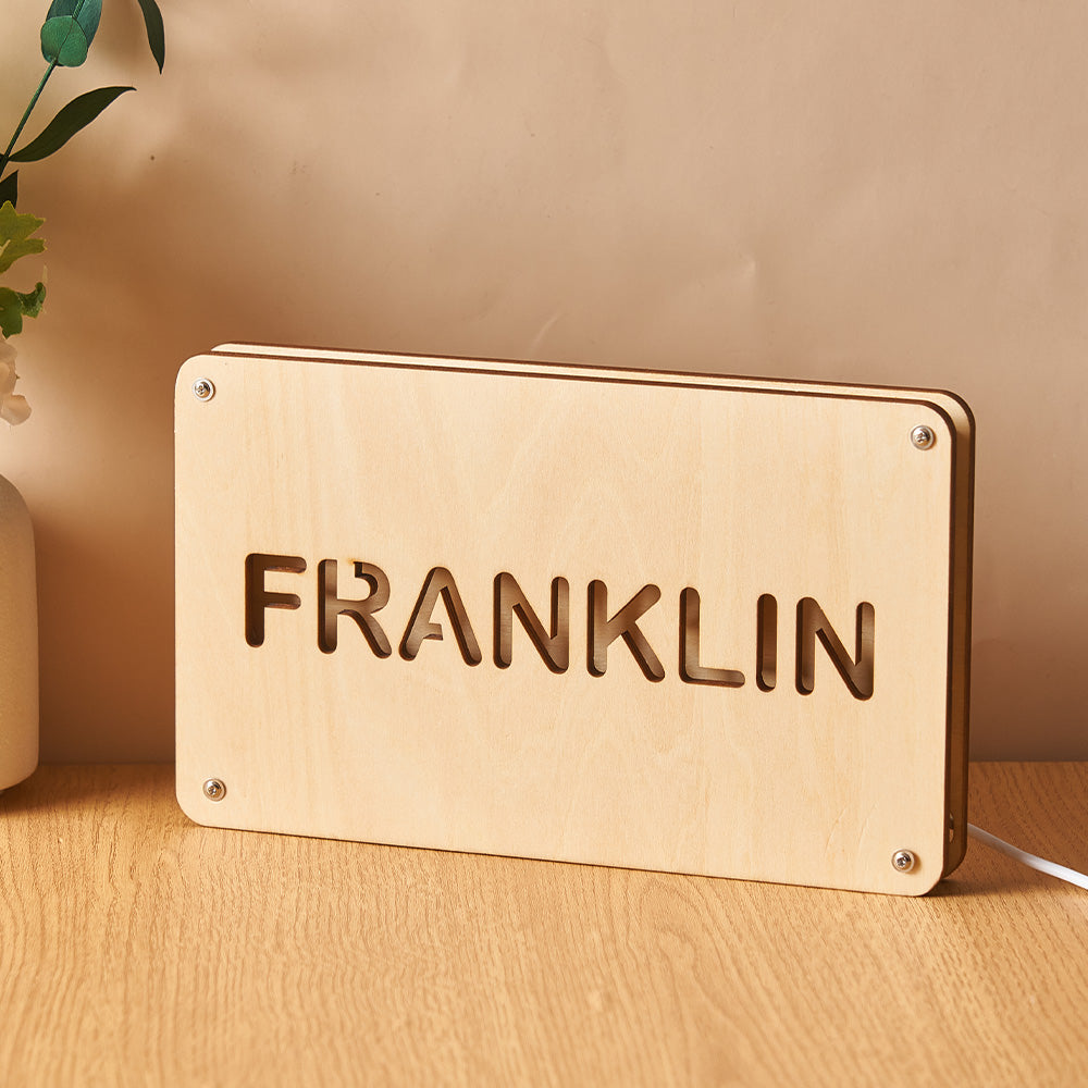 Custom Wood Name Night Lamp