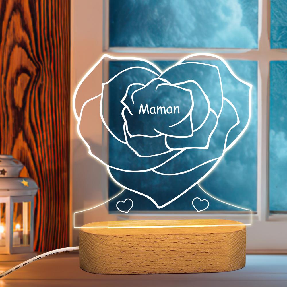 Rose Night Light with Engraved Names