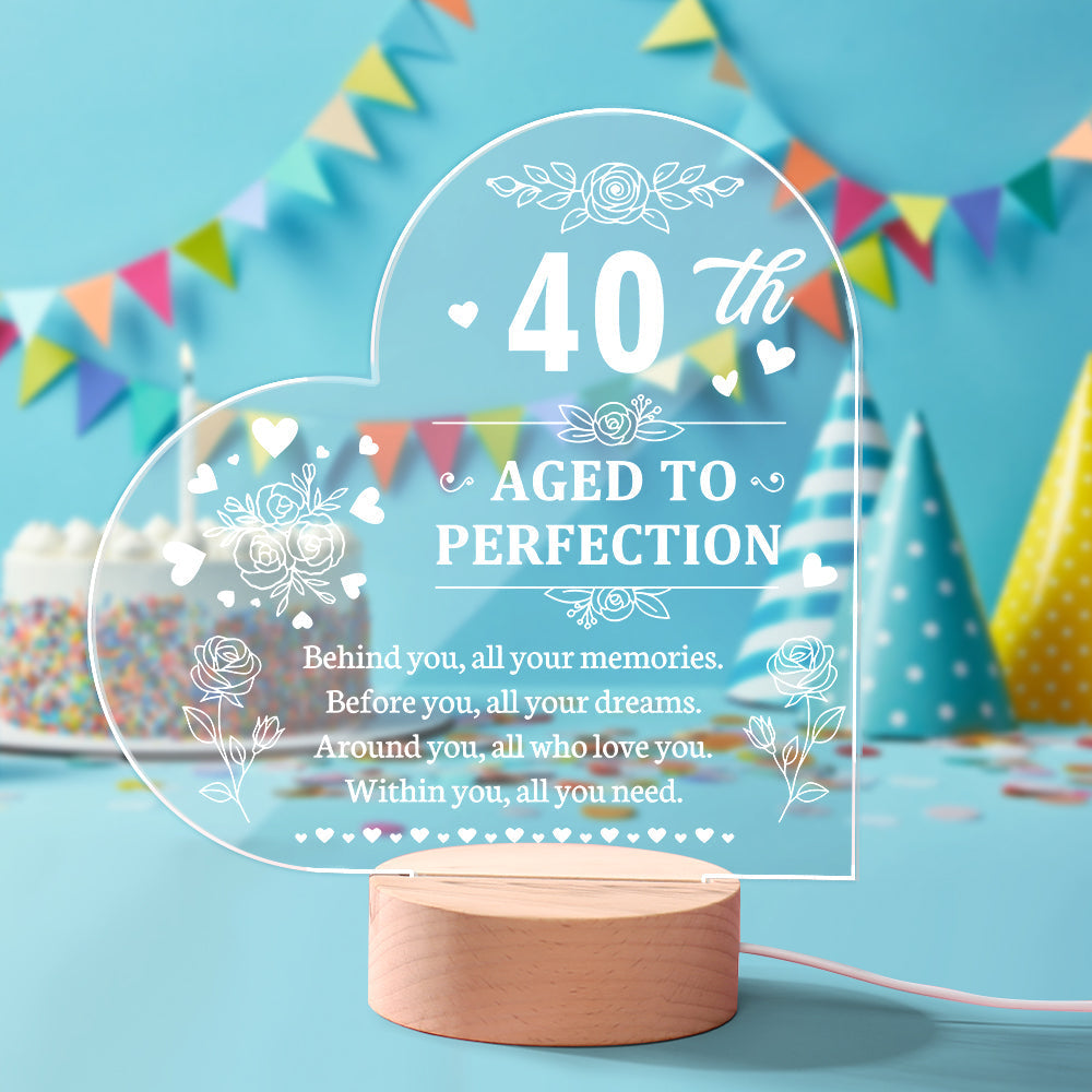 Personalised Birthday Night Light - Heart Shaped Acrylic Lamp