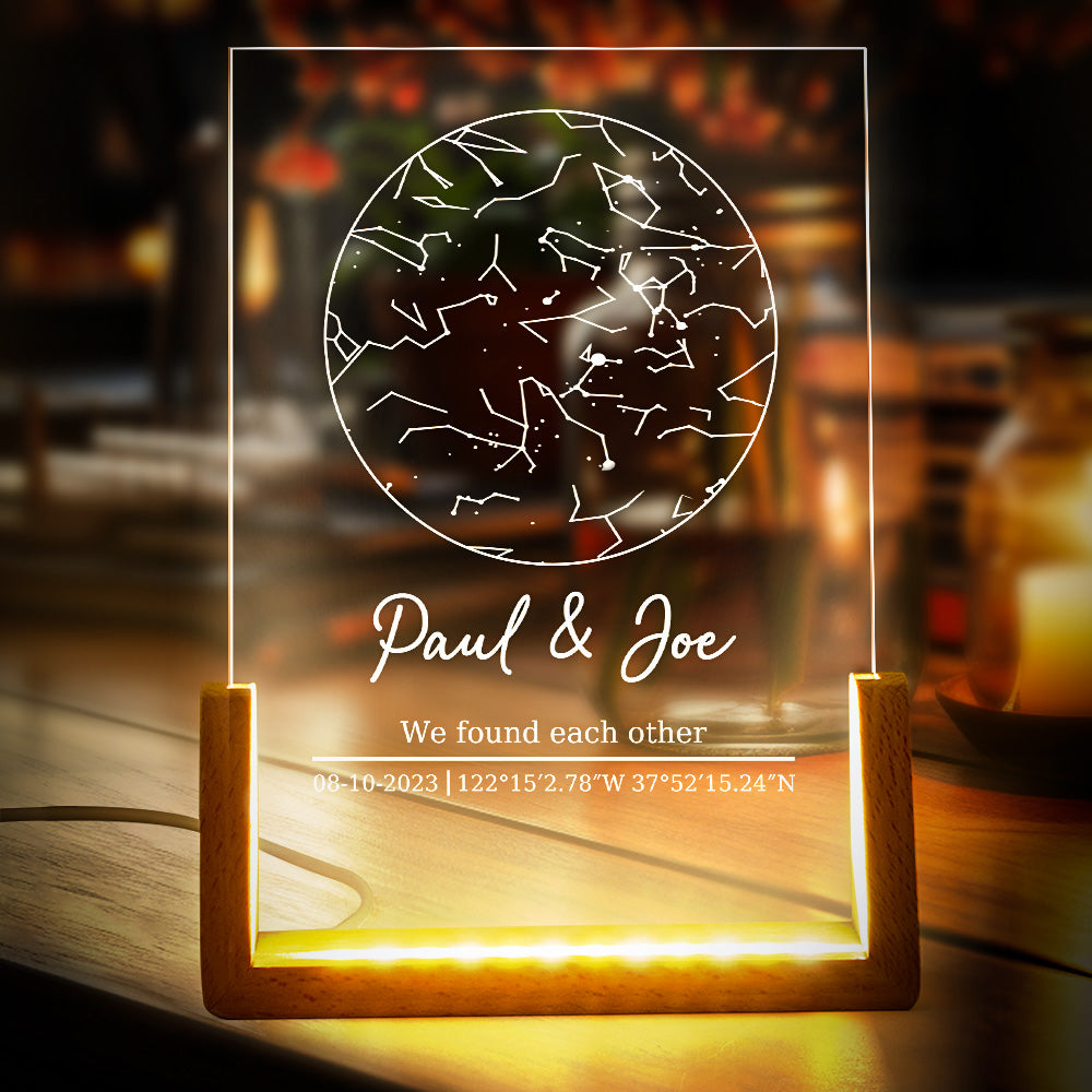 Engraved Star Map Night Light