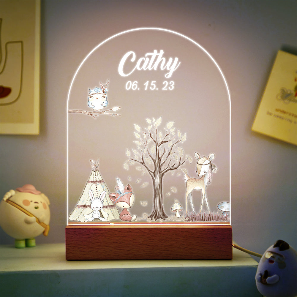 Christmas Tree & Elk Personalized Night Light