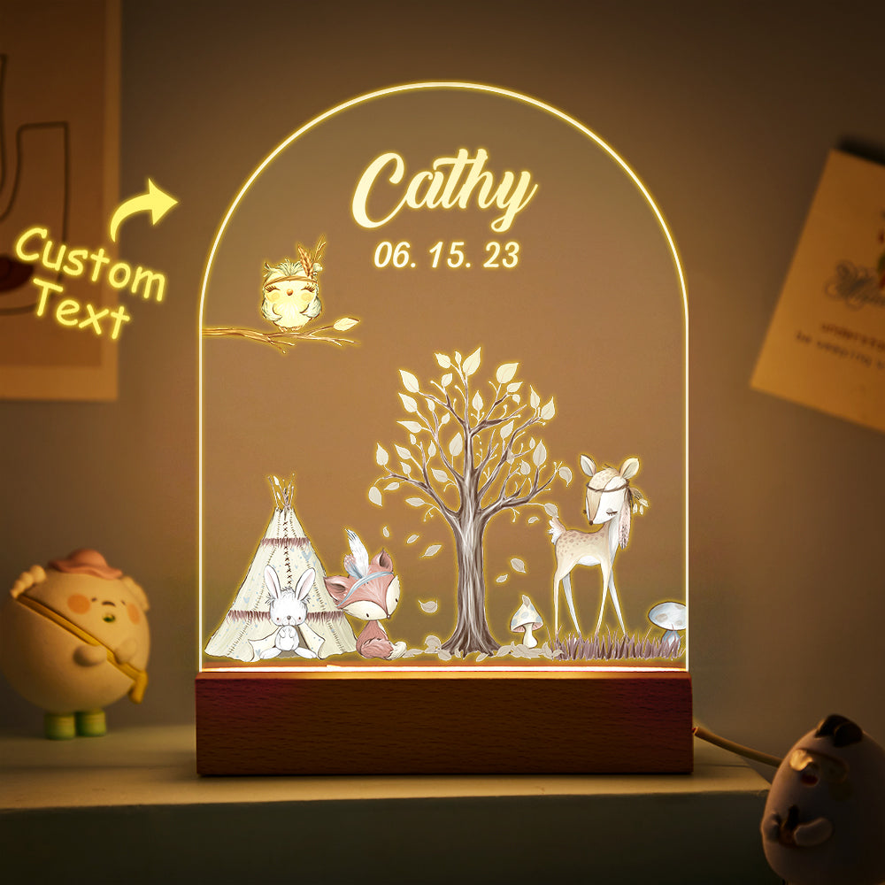 Christmas Tree & Elk Personalized Night Light