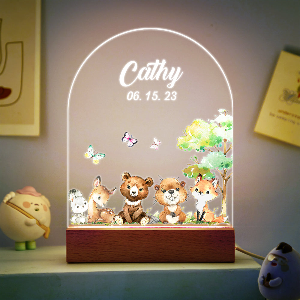 Christmas Tree & Elk Personalized Night Light