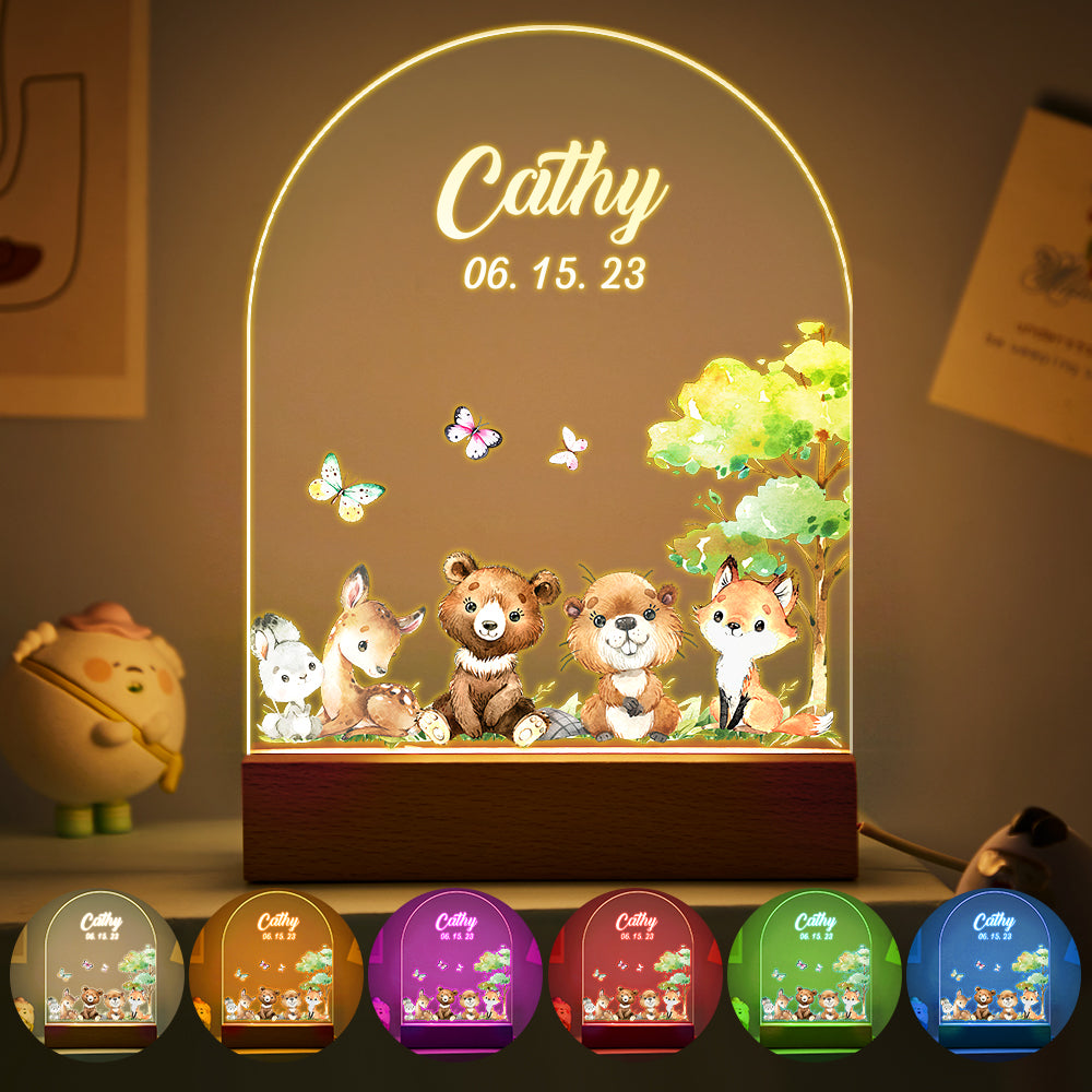 Christmas Tree & Elk Personalized Night Light