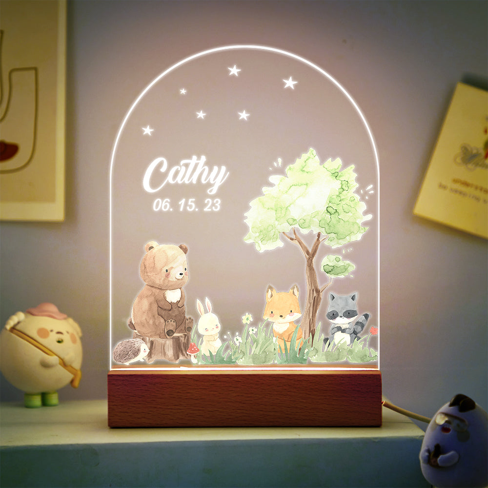 Christmas Tree & Elk Personalized Night Light