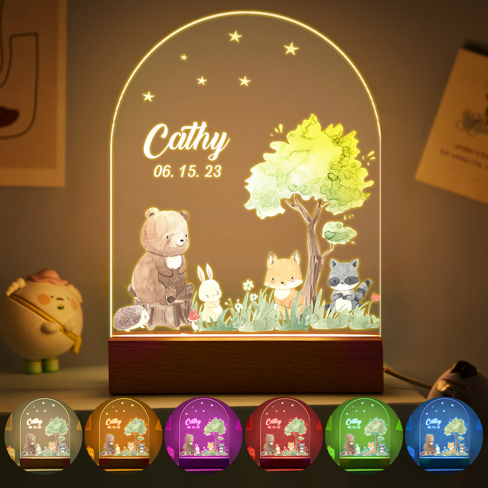 Christmas Tree & Elk Personalized Night Light